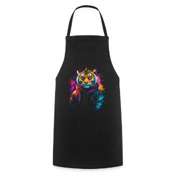 Hip Hop Tiger Vintage Urban Streetwear - Cooking Apron - black - Front - AI Model Male 185 dark (185cm)