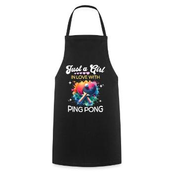 Ping Pong Mädchen - Kochschürze - Schwarz - Vorne - AI Model Male 185 dark (185cm)