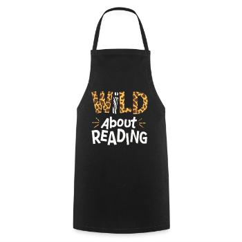 Bücher Buch lesen Bücherei Bibliothek Bücherwurm - Kochschürze - Schwarz - Vorne - AI Model Male 185 dark (185cm)