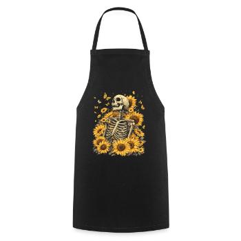 Fleurs squelettes - Tablier de cuisine - noir - Devant - AI Model Male 185 dark (185cm)