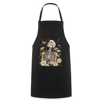 Fleurs squelettes - Tablier de cuisine - noir - Devant - AI Model Male 185 dark (185cm)