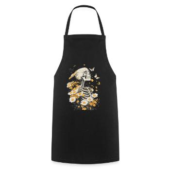 Fleurs squelettes - Tablier de cuisine - noir - Devant - AI Model Male 185 dark (185cm)