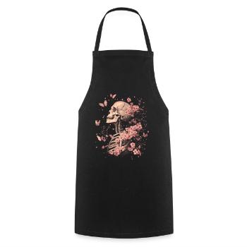 Fleurs squelettes - Tablier de cuisine - noir - Devant - AI Model Male 185 dark (185cm)