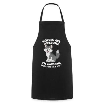 Wolf Wölfe Tier Jaulen - Kochschürze - Schwarz - Vorne - AI Model Male 185 dark (185cm)