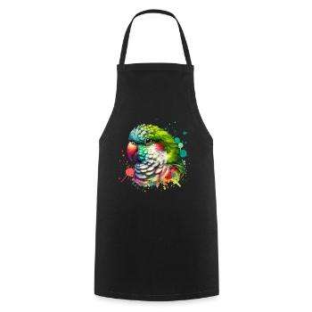 Monk Parakeet Motif - Cooking Apron - black - Front - AI Model Male 185 dark (185cm)