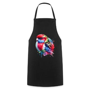 Rosella motif - Cooking Apron - black - Front - AI Model Male 185 dark (185cm)