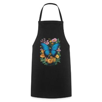 Schmetterling Monarchfalter Bunt Schmetterlinge - Kochschürze - Schwarz - Vorne - AI Model Male 185 dark (185cm)
