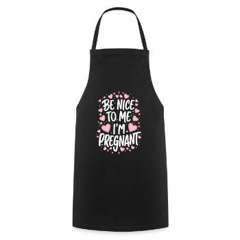 Pregnancy Pregnant Birth - Cooking Apron - black - Front - AI Model Male 185 dark (185cm)