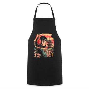 Anime Girl Japan - Cooking Apron - black - Front - AI Model Male 185 dark (185cm)