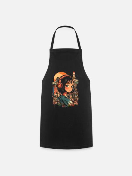 Anime Mädchen Japan - Kochschürze - Schwarz