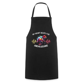 Andalusian Heartline Horse - Cooking Apron - black - Front - AI Model Male 185 dark (185cm)