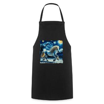 Nuit étoilée islandaise Cheval islandais - Tablier de cuisine - noir - Devant - AI Model Male 185 dark (185cm)
