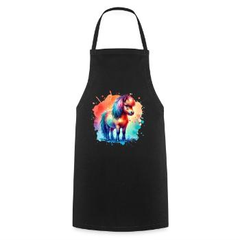 Icelandic Motif Pony Island Horse - Cooking Apron - black - Front - AI Model Male 185 dark (185cm)