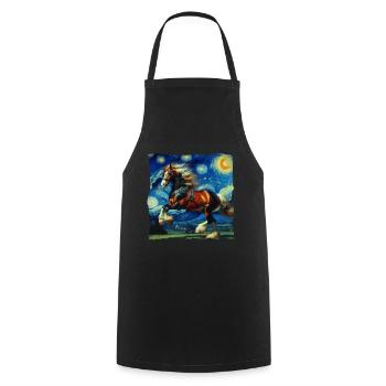 Cheval de la Comté, Nuit étoilée - Tablier de cuisine - noir - Devant - AI Model Male 185 dark (185cm)