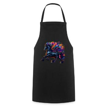 Friesian Horse Pferd - Cooking Apron - black - Front - AI Model Male 185 dark (185cm)