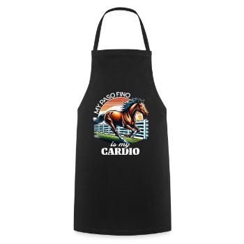 Paso Fino Horse - Cooking Apron - black - Front - AI Model Male 185 dark (185cm)