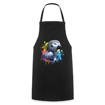 Graupapagei Motiv - Kochschürze - Schwarz - Vorne - AI Model Male 185 dark (185cm)