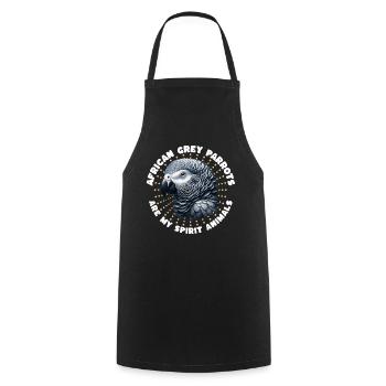 Drôle de dictons de perroquet gris - Tablier de cuisine - noir - Devant - AI Model Male 185 dark (185cm)