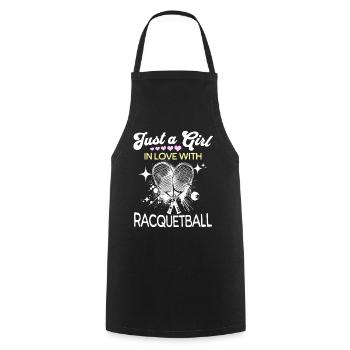 Racquetball Mädchen - Kochschürze - Schwarz - Vorne - AI Model Male 185 dark (185cm)