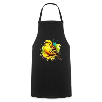 Yellow-bellied girlitz motif - Cooking Apron - black - Front - AI Model Male 185 dark (185cm)