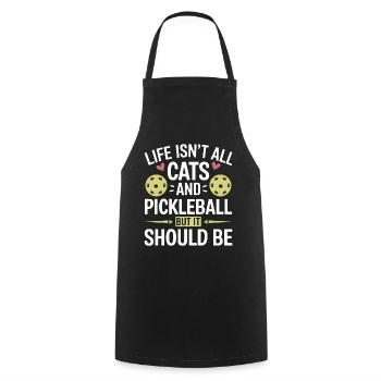 Pickleball Saying Cat Funny Pickleball Gift - Cooking Apron - black - Front - AI Model Male 185 dark (185cm)