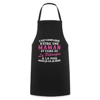 Maman et pétanque - Tablier de cuisine - noir - Devant - AI Model Male 185 dark (185cm)