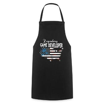 Game Developer US - Cooking Apron - black - Front - AI Model Male 185 dark (185cm)