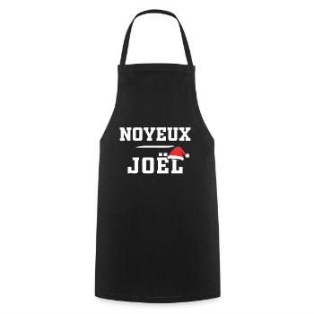 Humour Joël, Noyeux Joël Cadeau Joyeux Noël - Tablier de cuisine - noir - Devant - AI Model Male 185 dark (185cm)