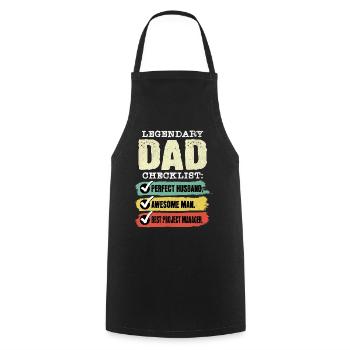 Papa Chef de Projet Fête des Pères - Tablier de cuisine - noir - Devant - AI Model Male 185 dark (185cm)