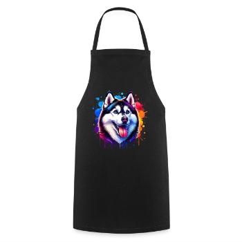 Chien de traîneau motif husky - Tablier de cuisine - noir - Devant - AI Model Male 185 dark (185cm)