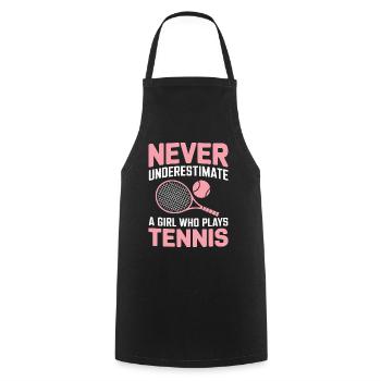 Tennis Saying Girl Funny Tennis Gift - Cooking Apron - black - Front - AI Model Male 185 dark (185cm)