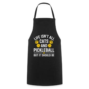 Pickleball Saying Cat Funny Pickleball Gift - Cooking Apron - black - Front - AI Model Male 185 dark (185cm)