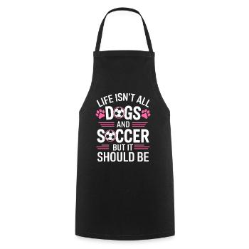 Soccer Disant Chiens Drôle Joueur de Football Cadeau - Tablier de cuisine - noir - Devant - AI Model Male 185 dark (185cm)