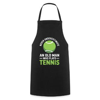 Tennis Spruch Herren Opa Lustiges Tennis Geschenk - Kochschürze - Schwarz - Vorne - AI Model Male 185 dark (185cm)
