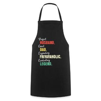 Friyayaholic Dad - Cooking Apron - black - Front - AI Model Male 185 dark (185cm)