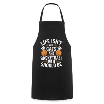 Basketball Saying Cat Funny Basketball Gift - Cooking Apron - black - Front - AI Model Male 185 dark (185cm)