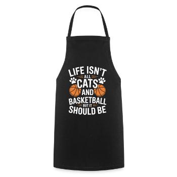 Basketball Saying Cat Funny Basketball Gift - Cooking Apron - black - Front - AI Model Male 185 dark (185cm)
