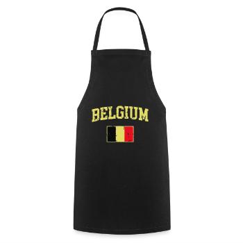 Vintage Drapeau Belgique Rétro Belge - Tablier de cuisine - noir - Devant - AI Model Male 185 dark (185cm)