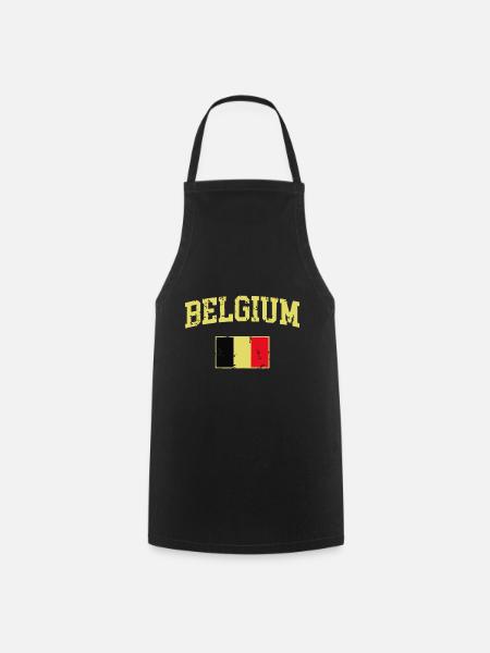 Vintage Drapeau Belgique Rétro Belge - Tablier de cuisine - noir