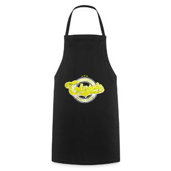 Classic old fashion denim vintage goods yellow - Cooking Apron - black - Front - AI Model Male 185 dark (185cm)