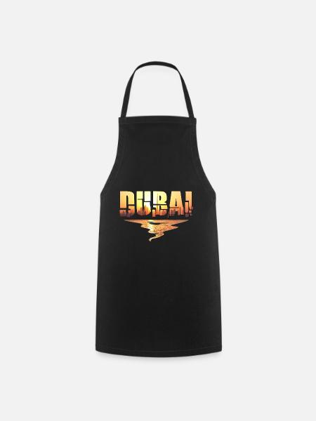 Dubai Skyline T-Shirt Sunset Burj Khalifa - Cooking Apron - black