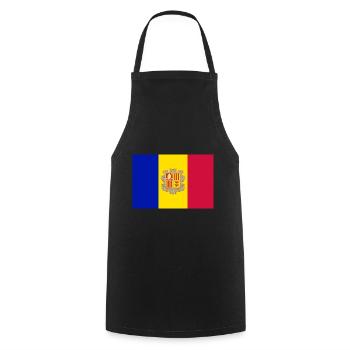 Andorra Flagge Wappen - Kochschürze - Schwarz - Vorne - AI Model Male 185 dark (185cm)