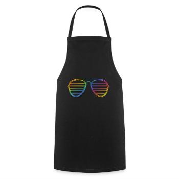 Neon Pride Brille – Minimalistisches Design - Kochschürze - Schwarz - Vorne - AI Model Male 185 dark (185cm)
