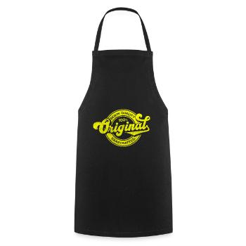Denim original qualité rétro vintage jaune - Tablier de cuisine - noir - Devant - AI Model Male 185 dark (185cm)