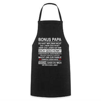 Bonus Papa Ersatzvater Geschenk Stiefvater - Kochschürze - Schwarz - Vorne - AI Model Male 185 dark (185cm)