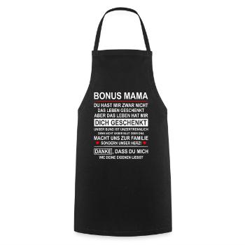 Bonus Mama Stiefmutter Geschenk Muttertag - Kochschürze - Schwarz - Vorne - AI Model Male 185 dark (185cm)
