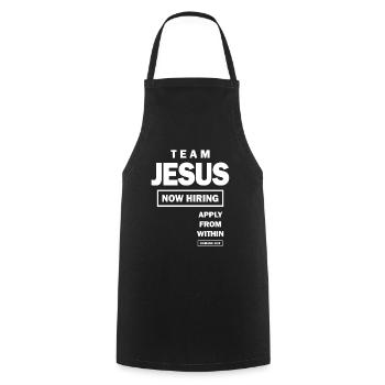 L’équipe Jésus embauche maintenant appliquer de l’intérieur - Tablier de cuisine - noir - Devant - AI Model Male 185 dark (185cm)