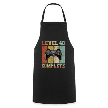 Level 40 complete Gamer Gamer level unlocked 40 - Cooking Apron - black - Front - AI Model Male 185 dark (185cm)
