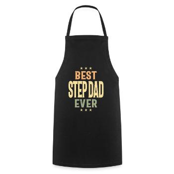 Meilleure étape papa jamais | Papa et grand-père - Tablier de cuisine - noir - Devant - AI Model Male 185 dark (185cm)