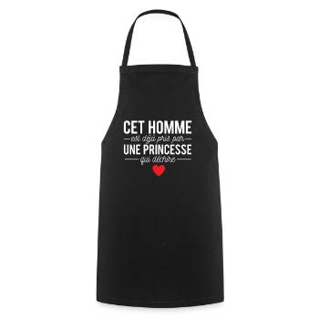 Cet homme est déjà pris par une princesse - Tablier de cuisine - noir - Devant - AI Model Male 185 dark (185cm)